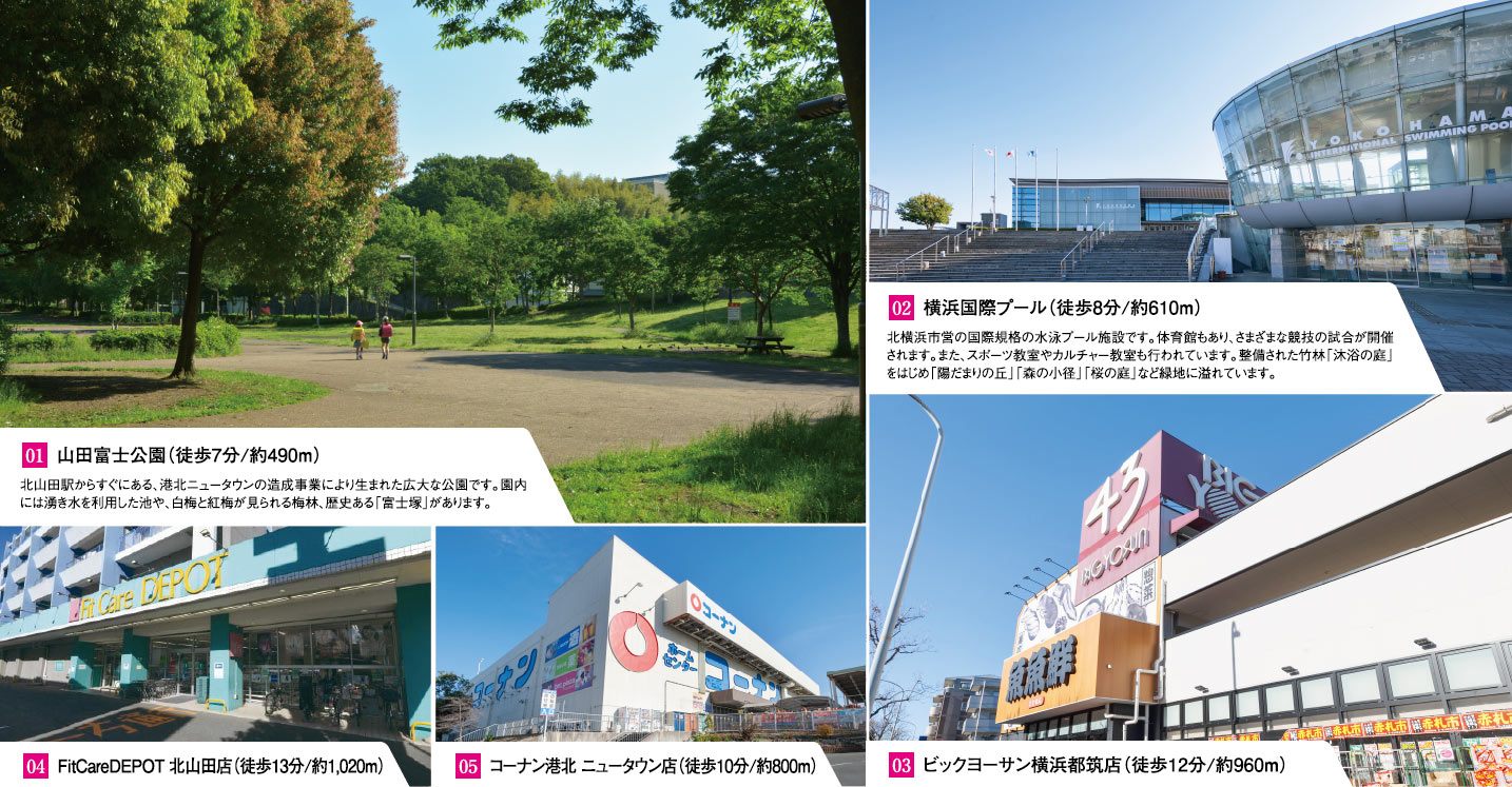山田富士公園、横浜国際プール、コーナン港北、ニュータウン店